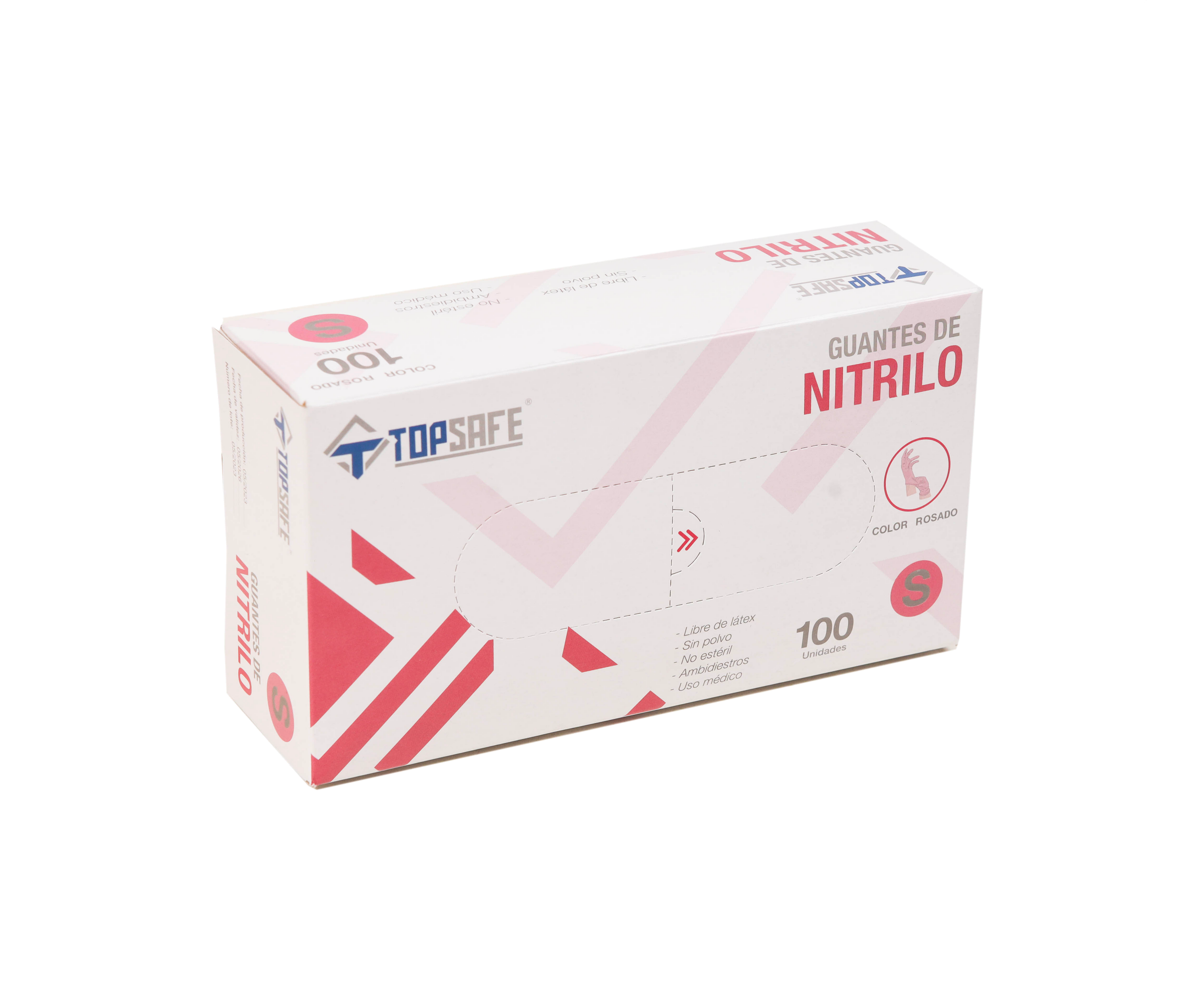 Guante de Nitrilo 3,5 grs Topsafe Rosado (100u)