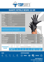 Guante de Nitrilo 3,5 gr Topsafe Negro (100u)