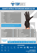 Guante De Nitrilo Texturizado Negro 8,0 Gr. Topsafe (50 Uds)