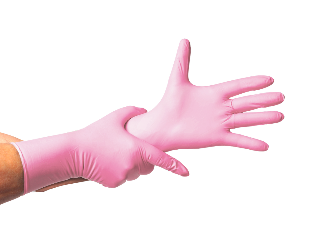 Guante De Nitrilo 7 grs Topsafe Rosado Extra Largo 30 Cms (50 Uds)